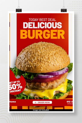 汉堡美食正方形产品折扣主图素材