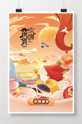 中秋国庆双节海报设计PSD