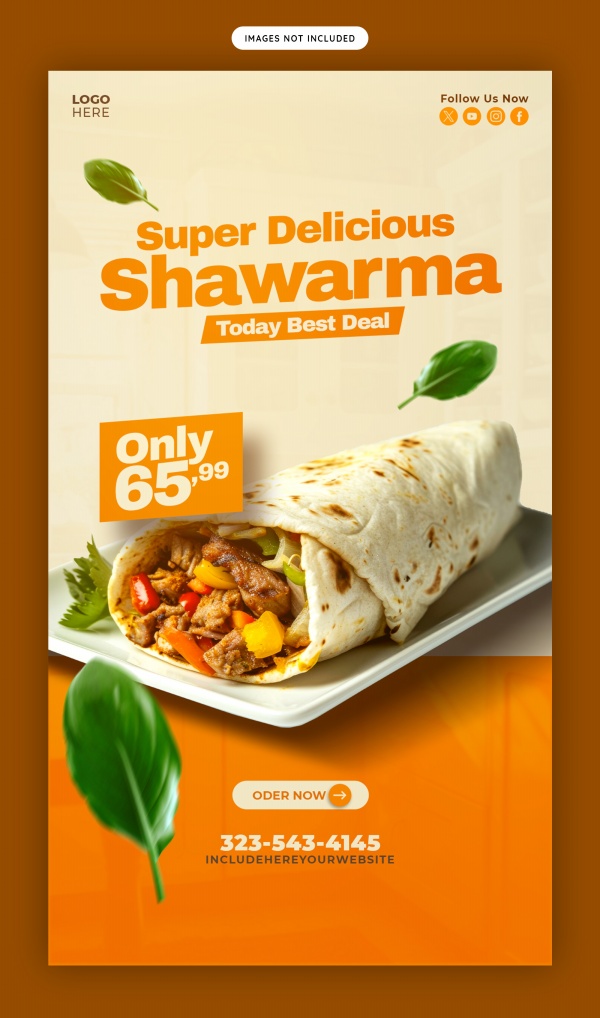 鸡肉卷美食宣传PSD海报竖版
