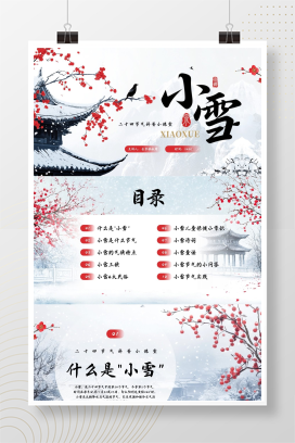 蓝色中国风小雪传统节气介绍PPT模板