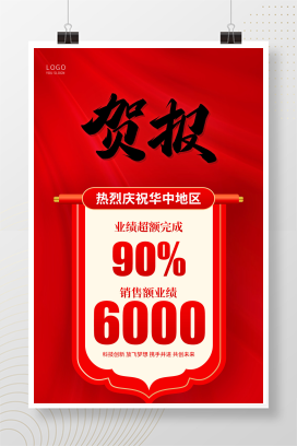 红色简约喜庆销售贺报手机海报喜报